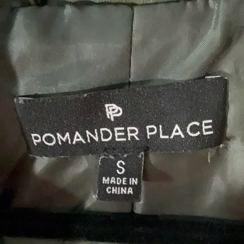 Pomander Place Olive Green Tuckernuck Faux Leather Puffer Coat Jacket Size Small - Picture 3 of 10